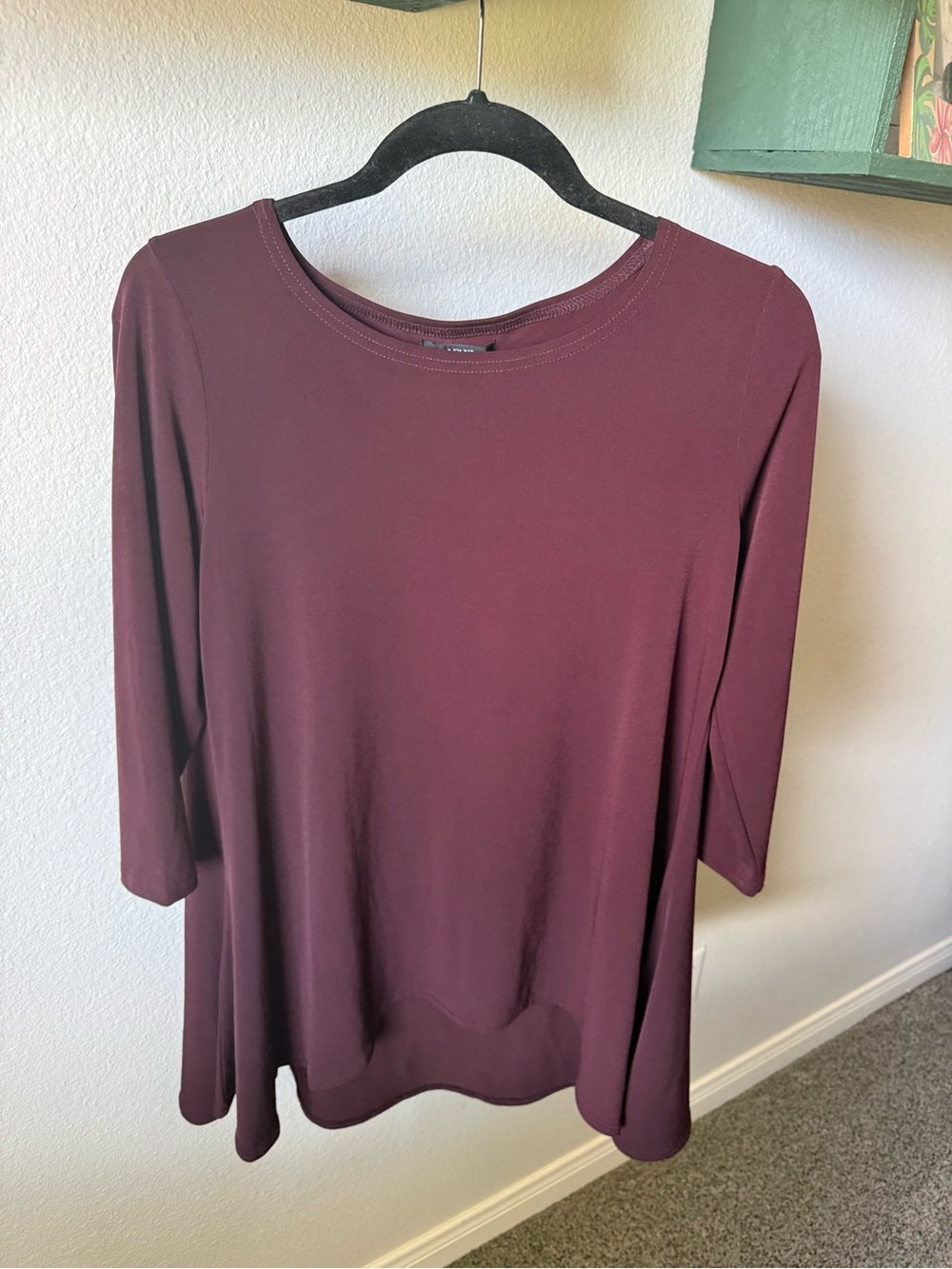 Alfani Long Sleeve Swing Top - Burgundy